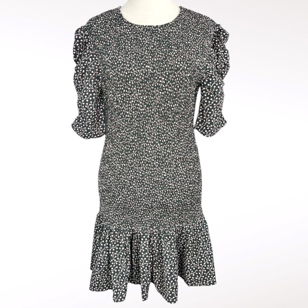 French Connection Floral Mini Dress Puff Sleeve Smocked XS